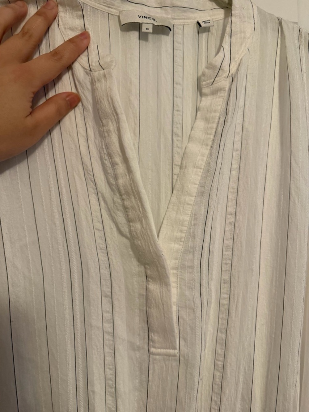 Vince Drapey Stripe Tiered Dress Women's 14 Off White Sleeveless Midi Maxi - Picture 6 of 8